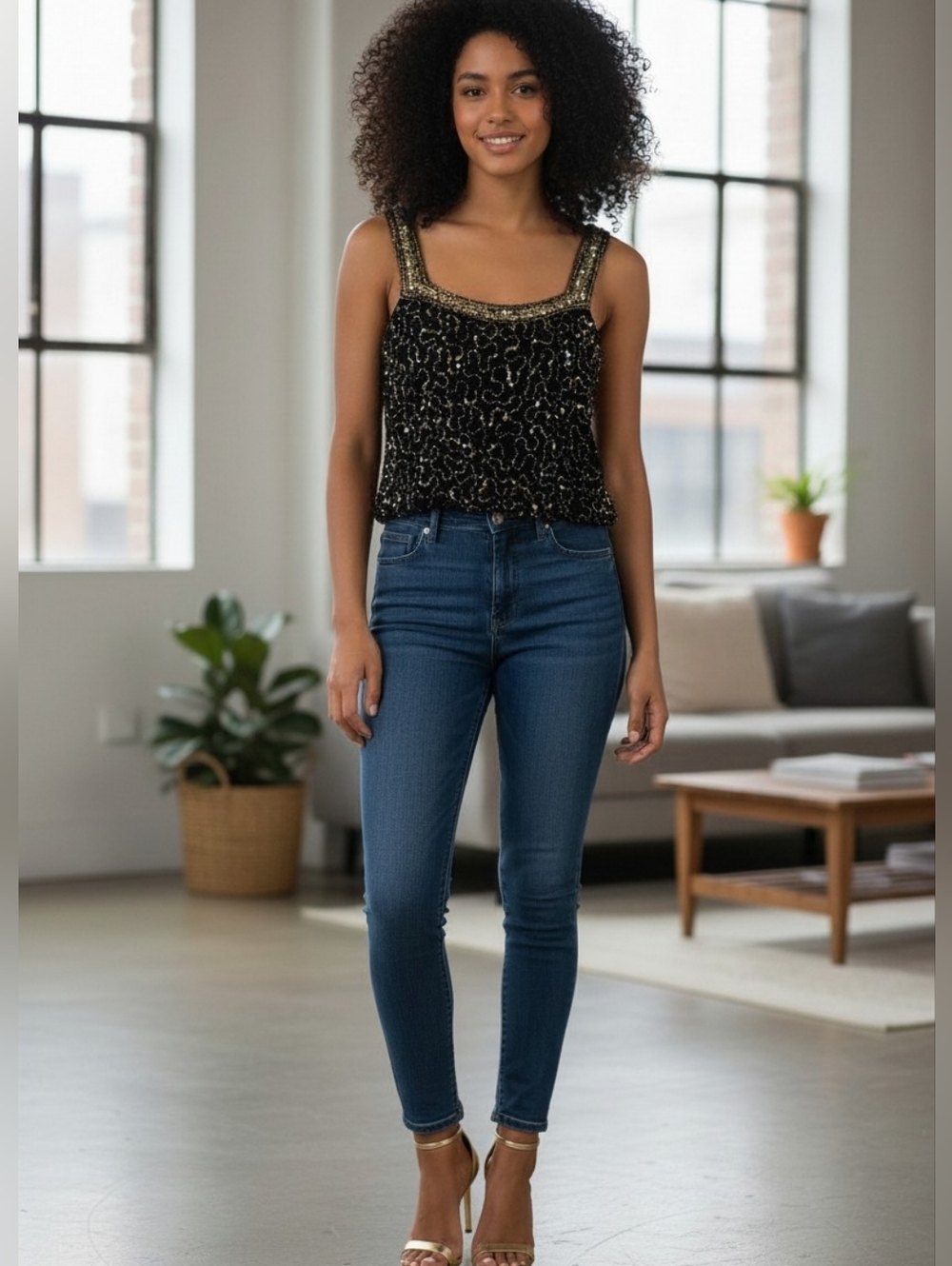 Vintage Patra Silk Sequins Black Gold Top Lined Size 14 Event Y2k